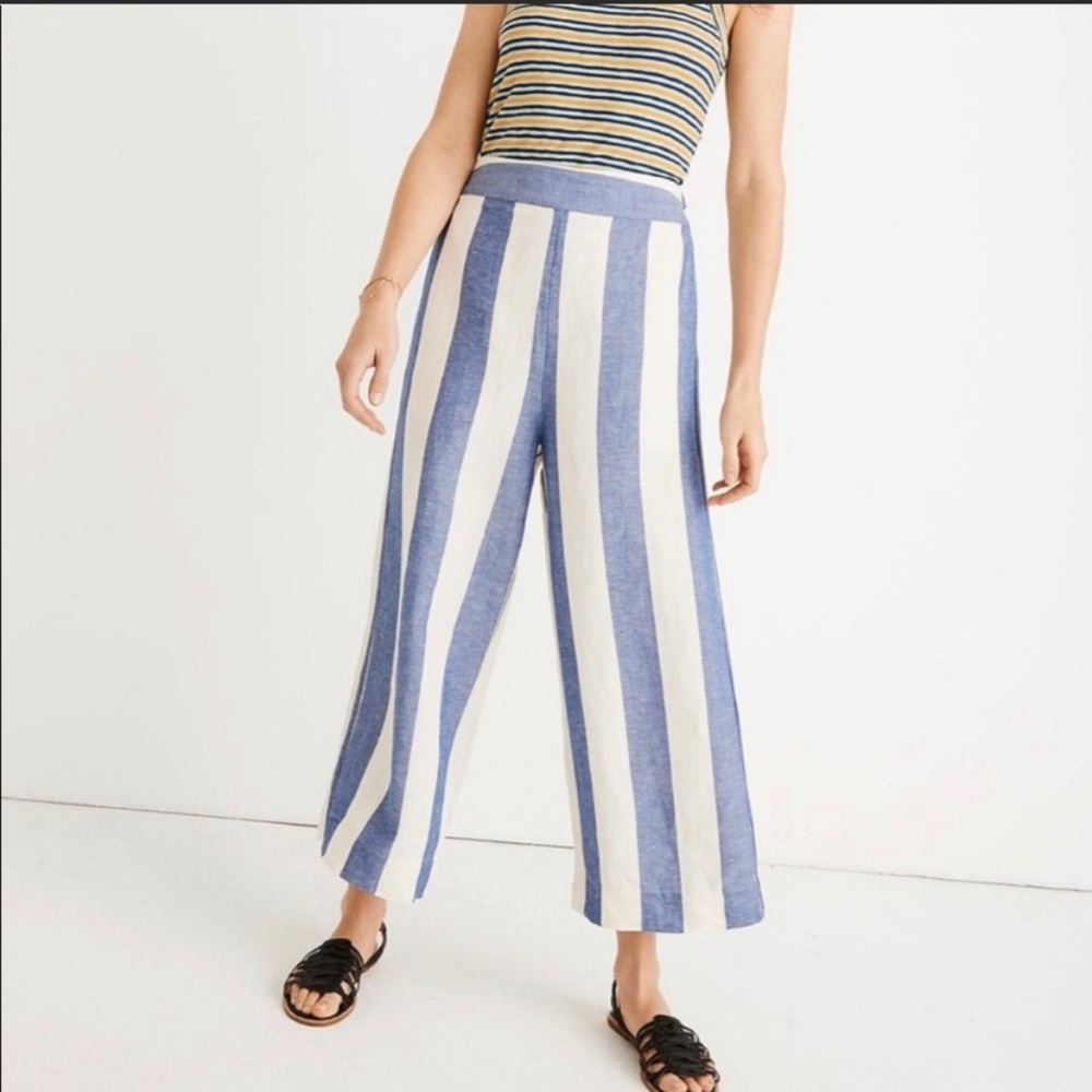 Madewell Huston linen striped cropped pants XS